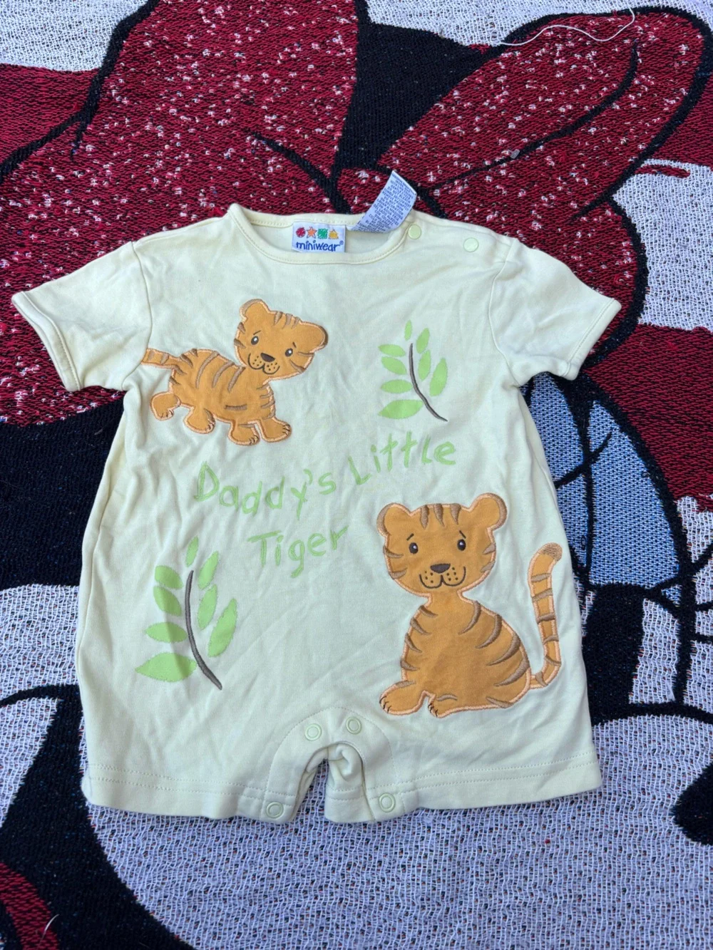 VINTAGE Y2K MINIWEAR TIGER GRAPHIC ONE PIECE ROMPER SIZE 12 MONTHS